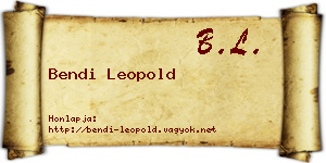 Bendi Leopold névjegykártya